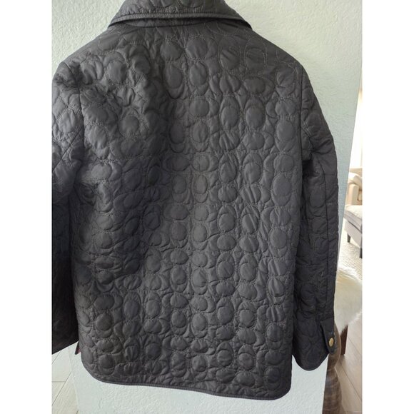 COACH Signature "C" Quilted Logo Monogram Snap Front Jacket Coat Women S - Picture 2 of 11